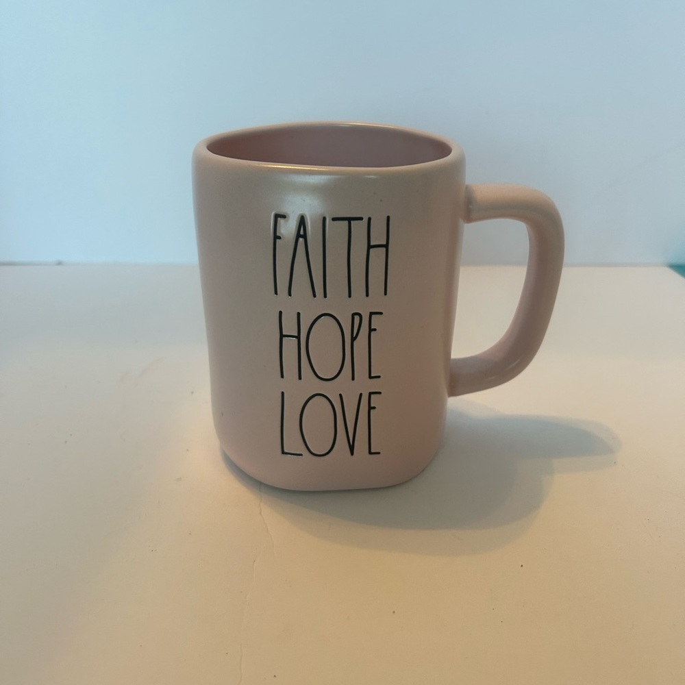 RAE DUNN ARTISAN‎ COLLECTION COFFEE MUG PINK FAITH HOPE LOVE